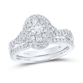14kt White Gold Womens Round Diamond Bridal Wedding Engagement Ring Band Set 1.00 Cttw (Certified)